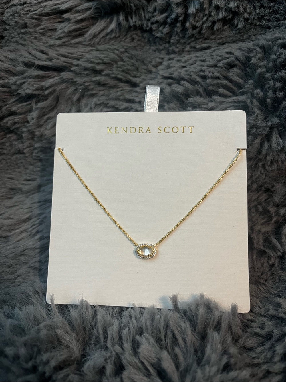 Kendra Scott Gold Necklace with Clear Stone and Halo